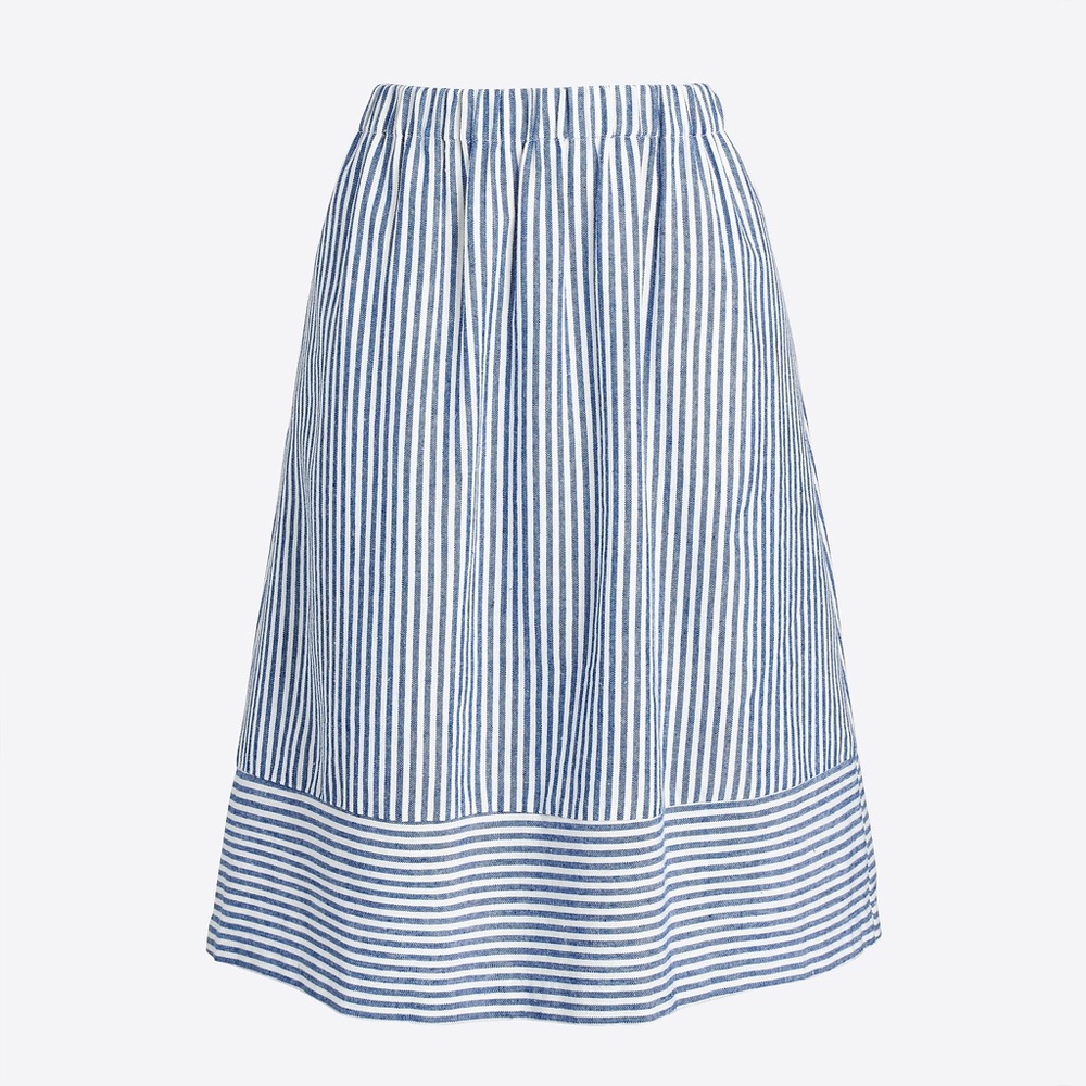 J.Crew Factory Striped Linen Midi Skirt